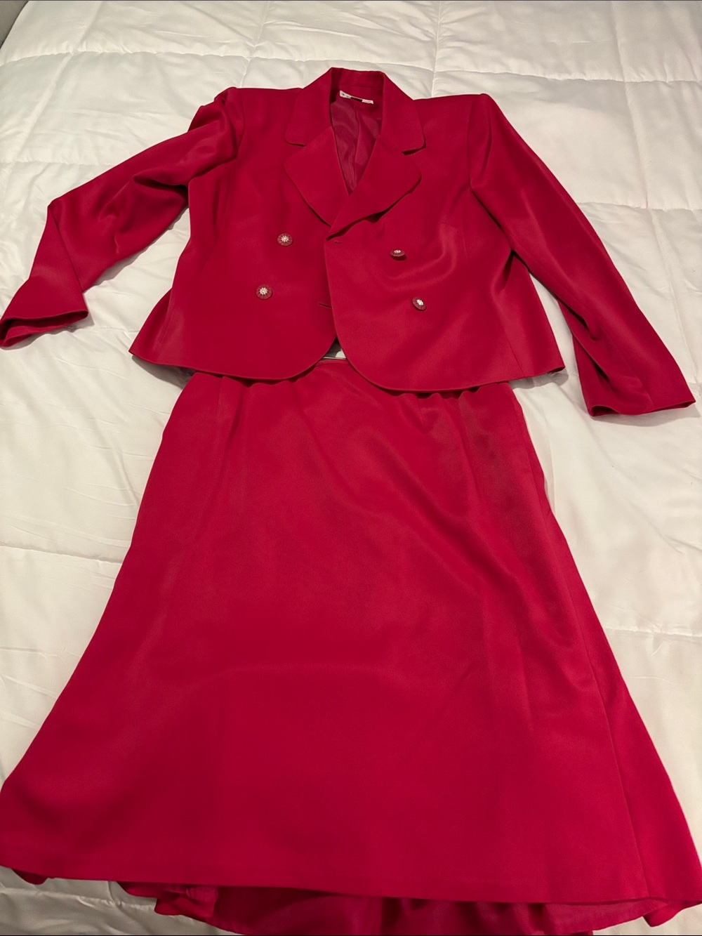 Classic Red Maxi Skirt Suit - Double-Breasted Jacket and A-Line Maxi Skirt